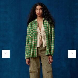 BDG Green Oversized checkered flannel NWOT